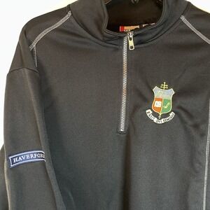 Clique 1/4 Zip  Haverford Black Unisex Pullover With White Top Stitching Size L